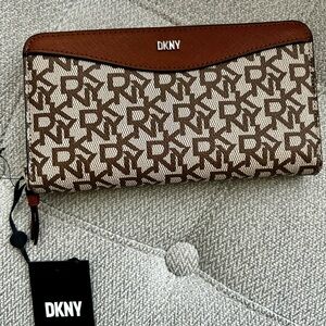 DKNY Monogram Brown and Cream Wallet